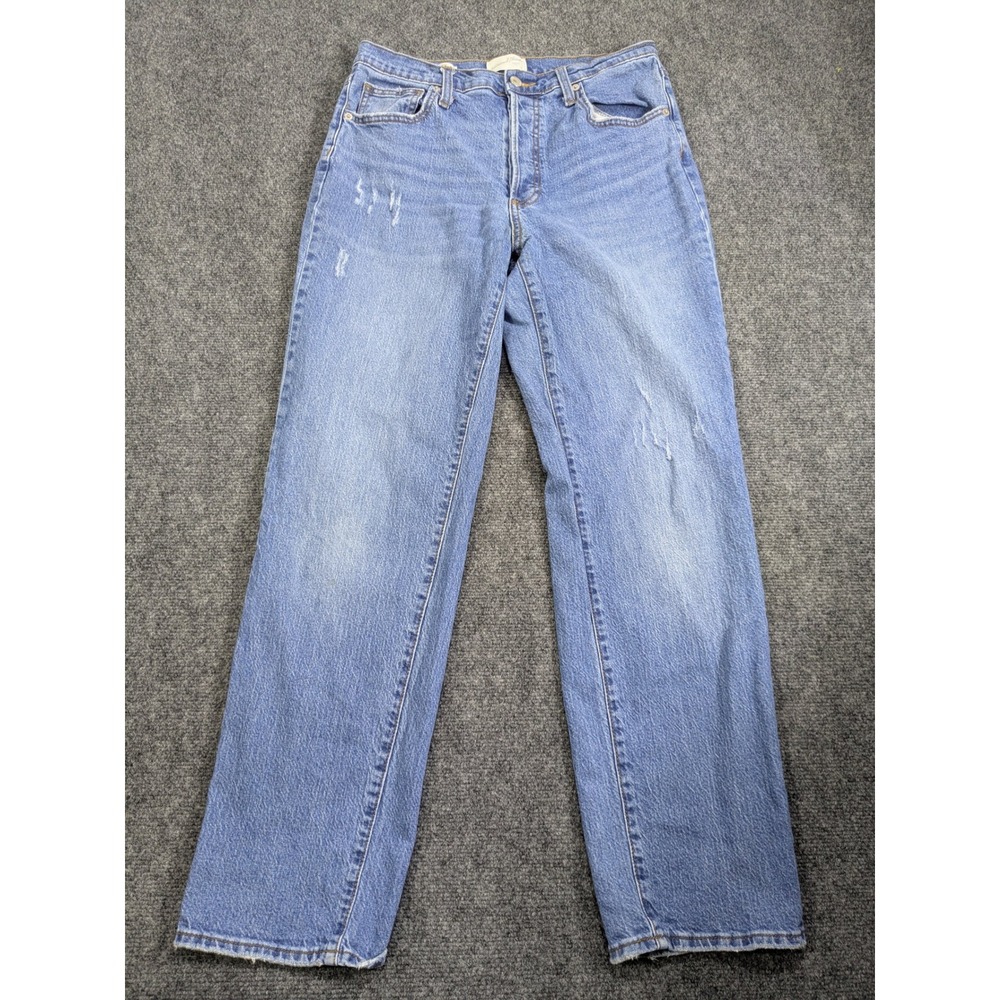 Universal Thread Jeans Womens 10R Blue High Rise 90s Straight Distressed Denim